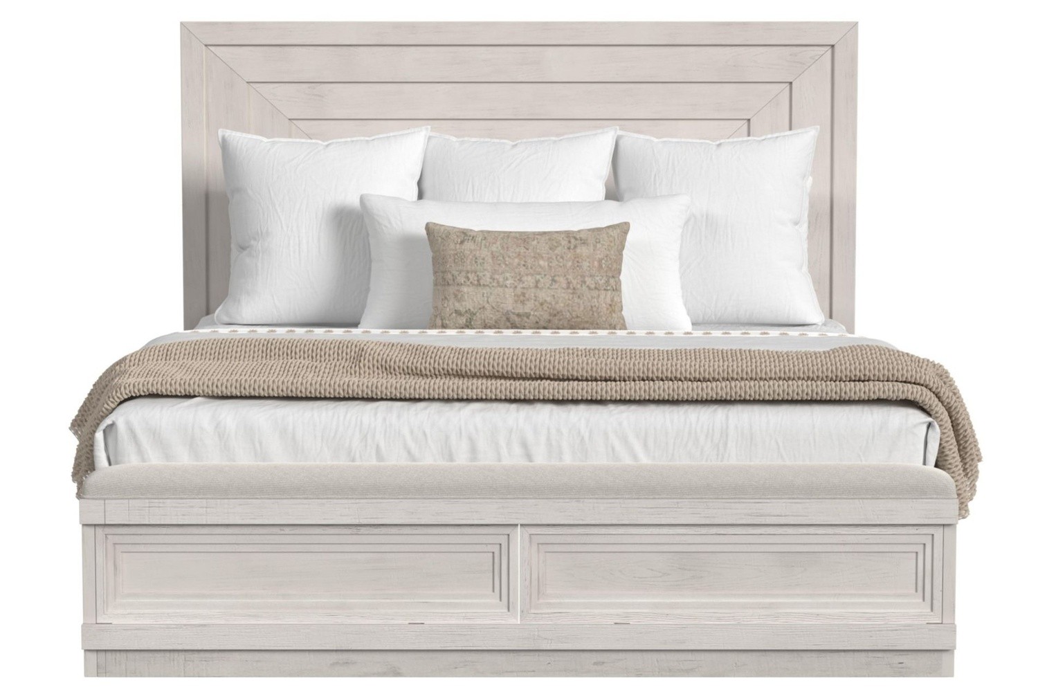 Avalanche Antique White King Storage Bed