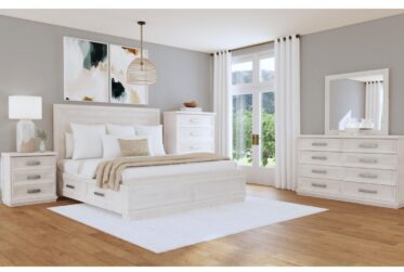 Avalanche Antique White 5 Piece King Storage Bedroom Set