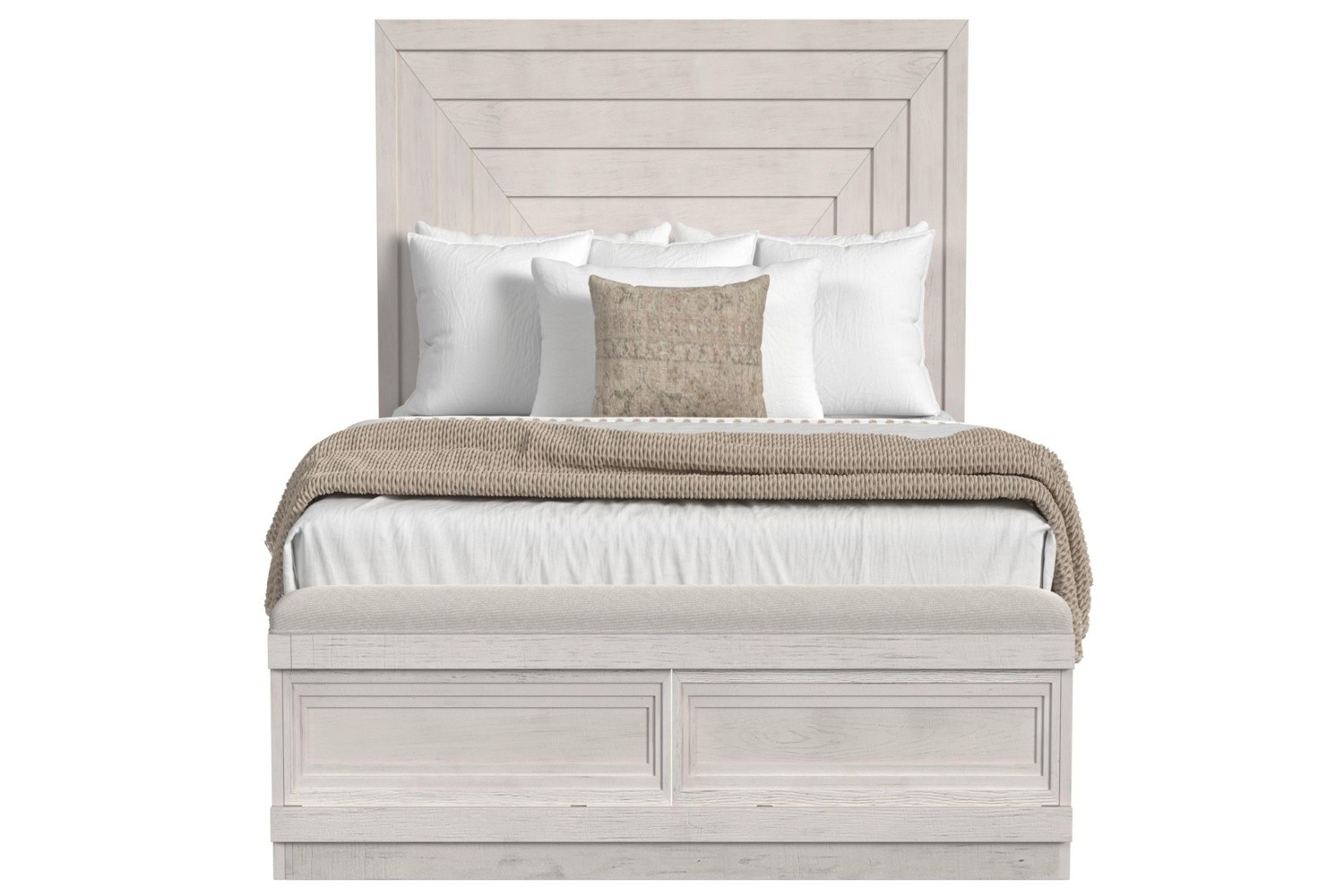 Avalanche Antique White Queen Storage Bed
