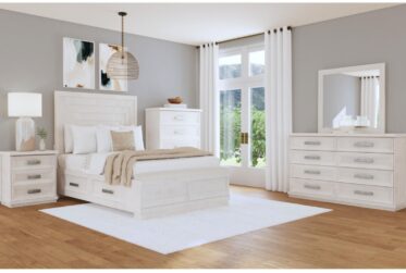 Avalanche Antique White 5 Piece Queen Storage Bedroom Set