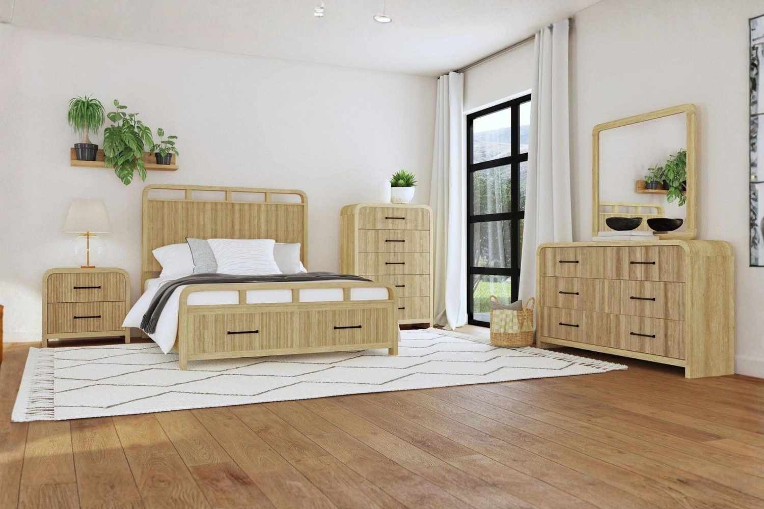Ridgemont Natural Queen Panel Storage 4 Piece Bedroom Set