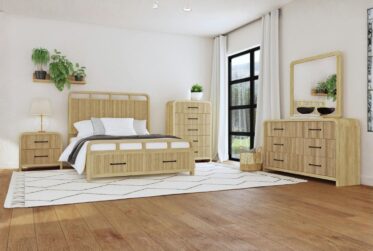 Ridgemont Natural Queen Panel Storage 5 Piece Bedroom Set