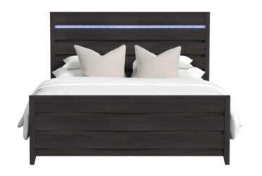 Tobias Black King Panel Bed With LED