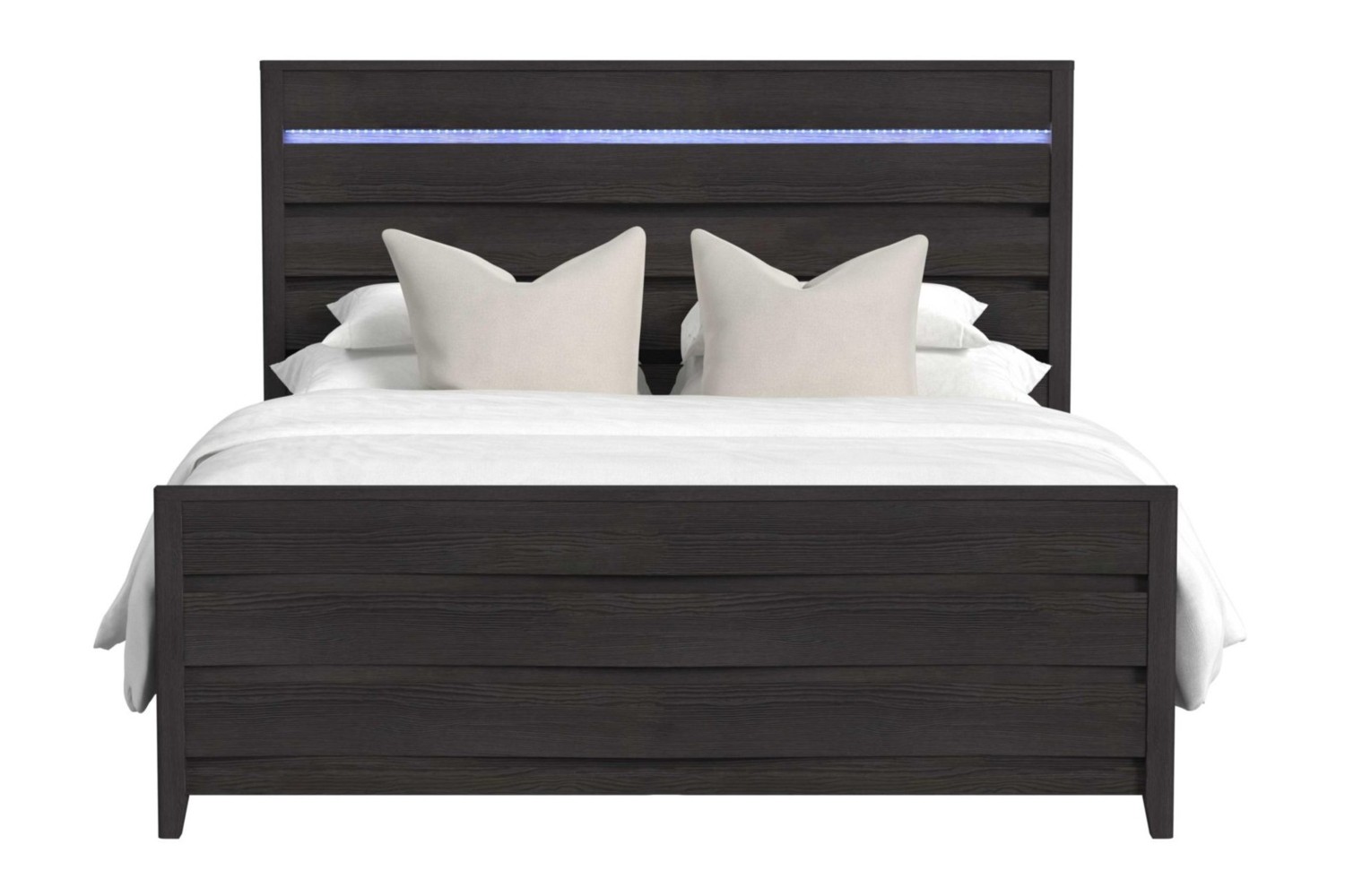 Tobias Black King Panel Bed With LED