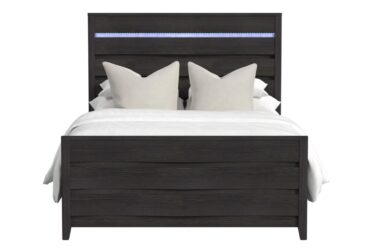 Tobias Black Queen Panel Bed With LED