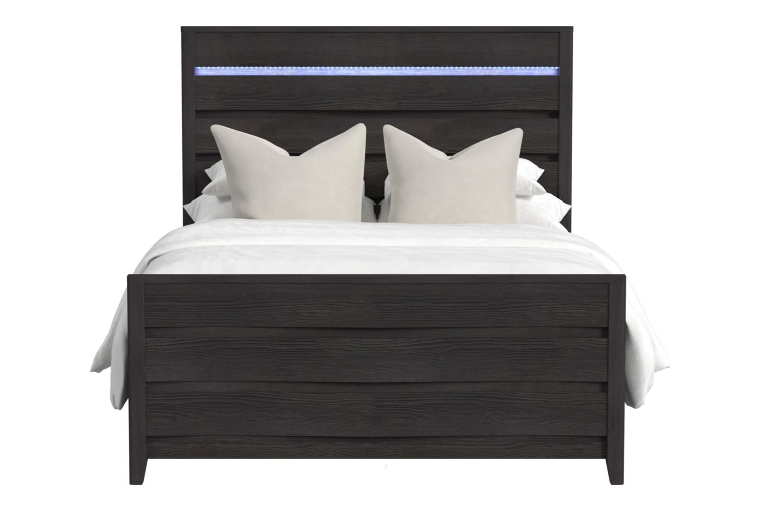 Tobias Black Queen Panel Bed With LED