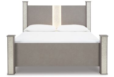 Surancha Gray King LED Poster Bed