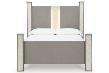 Surancha Gray Queen LED Poster Bed