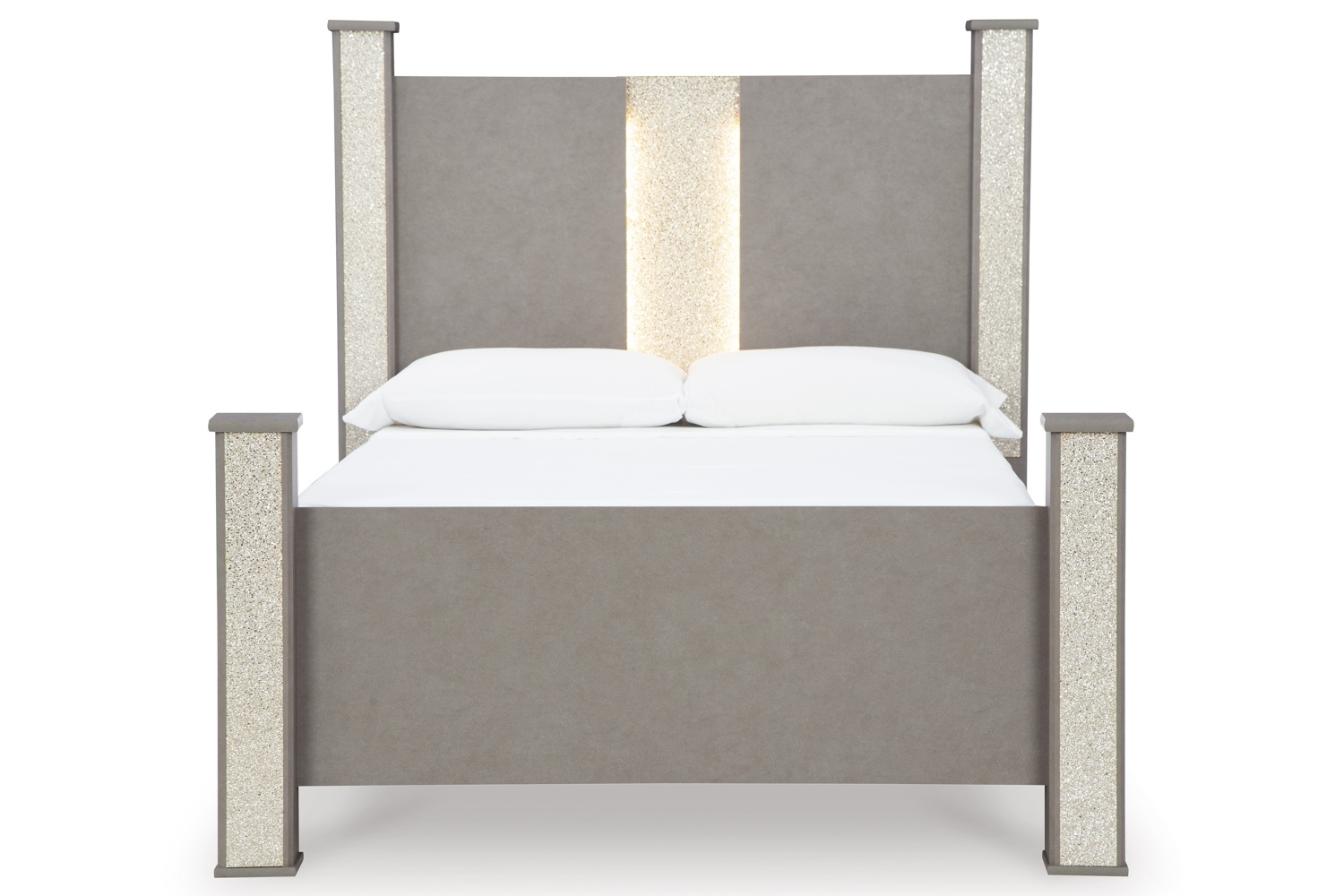 Surancha Gray Queen LED Poster Bed