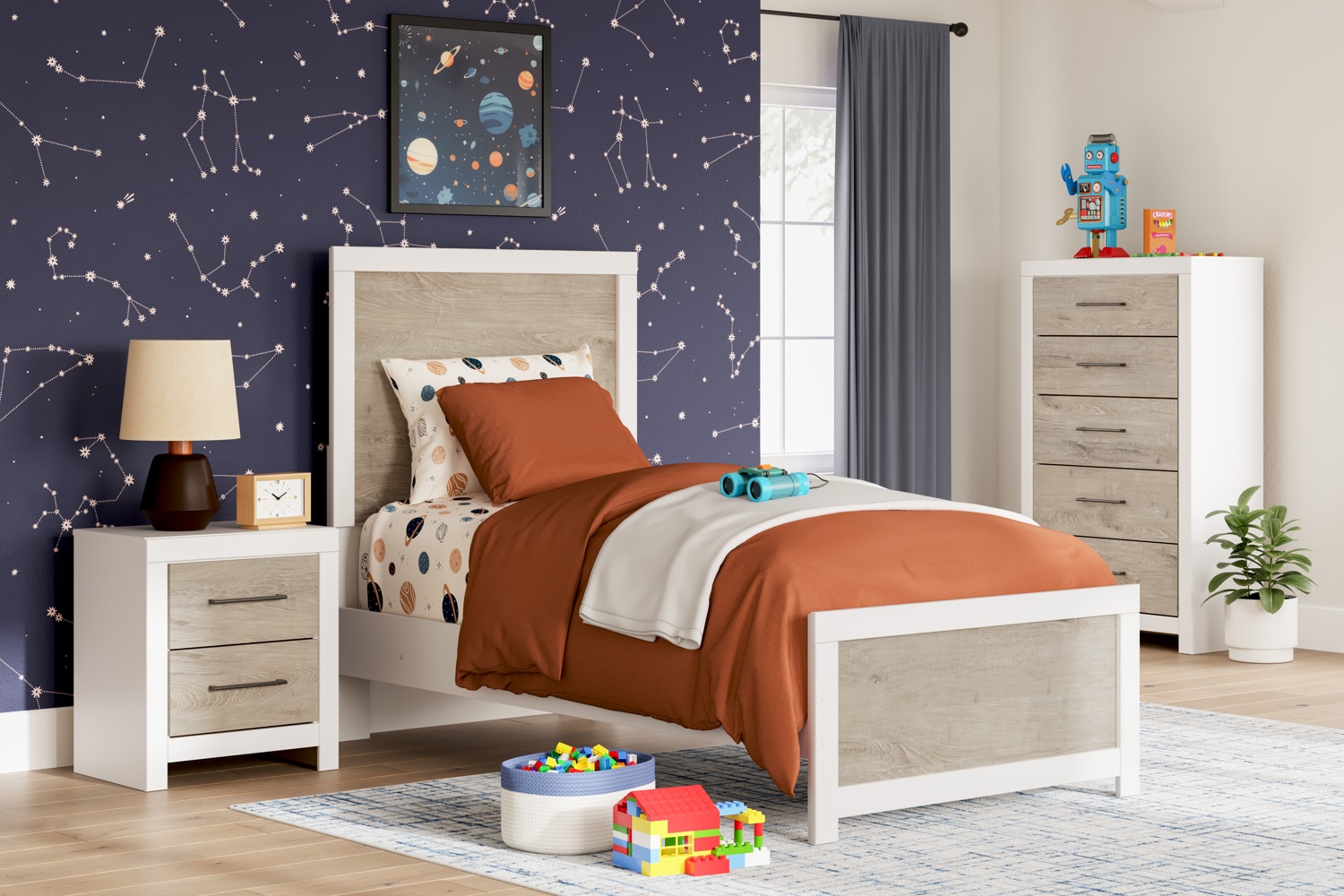 Charbitt Two-Tone Twin 5 Piece Bedroom Set