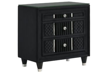 Armany Black 3-Drawer Nightstand