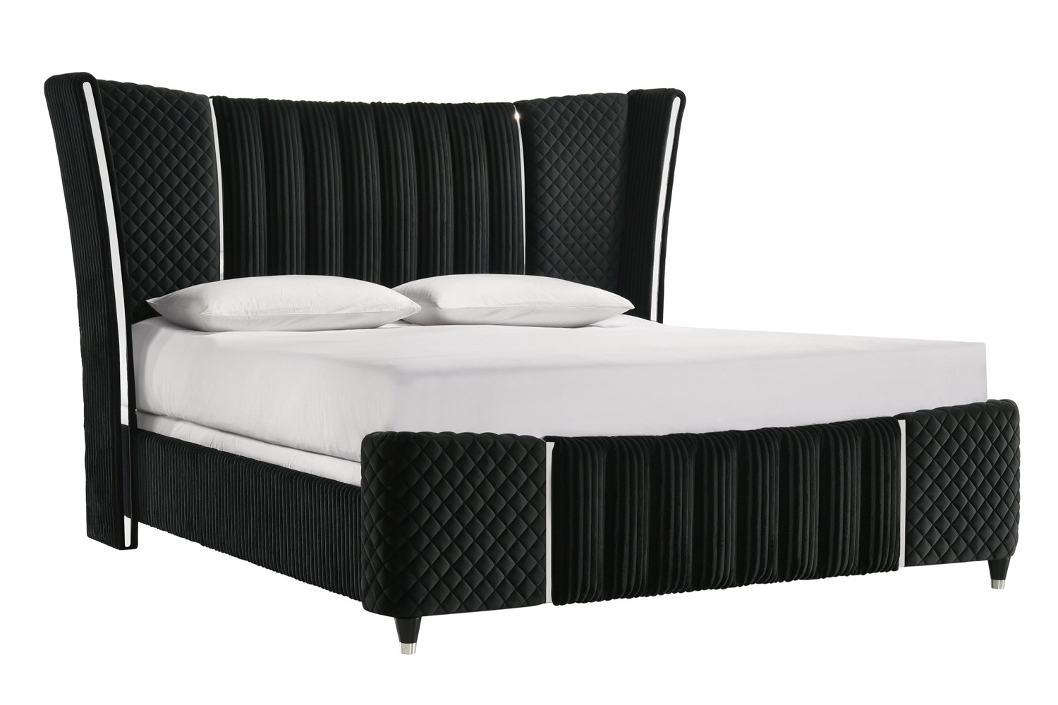 Armany Black Queen Upholstered Bed