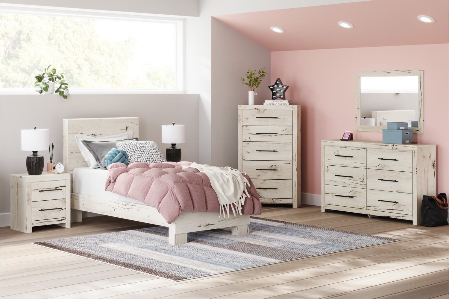 Lawroy Natural Twin 5 Piece Bedroom Set