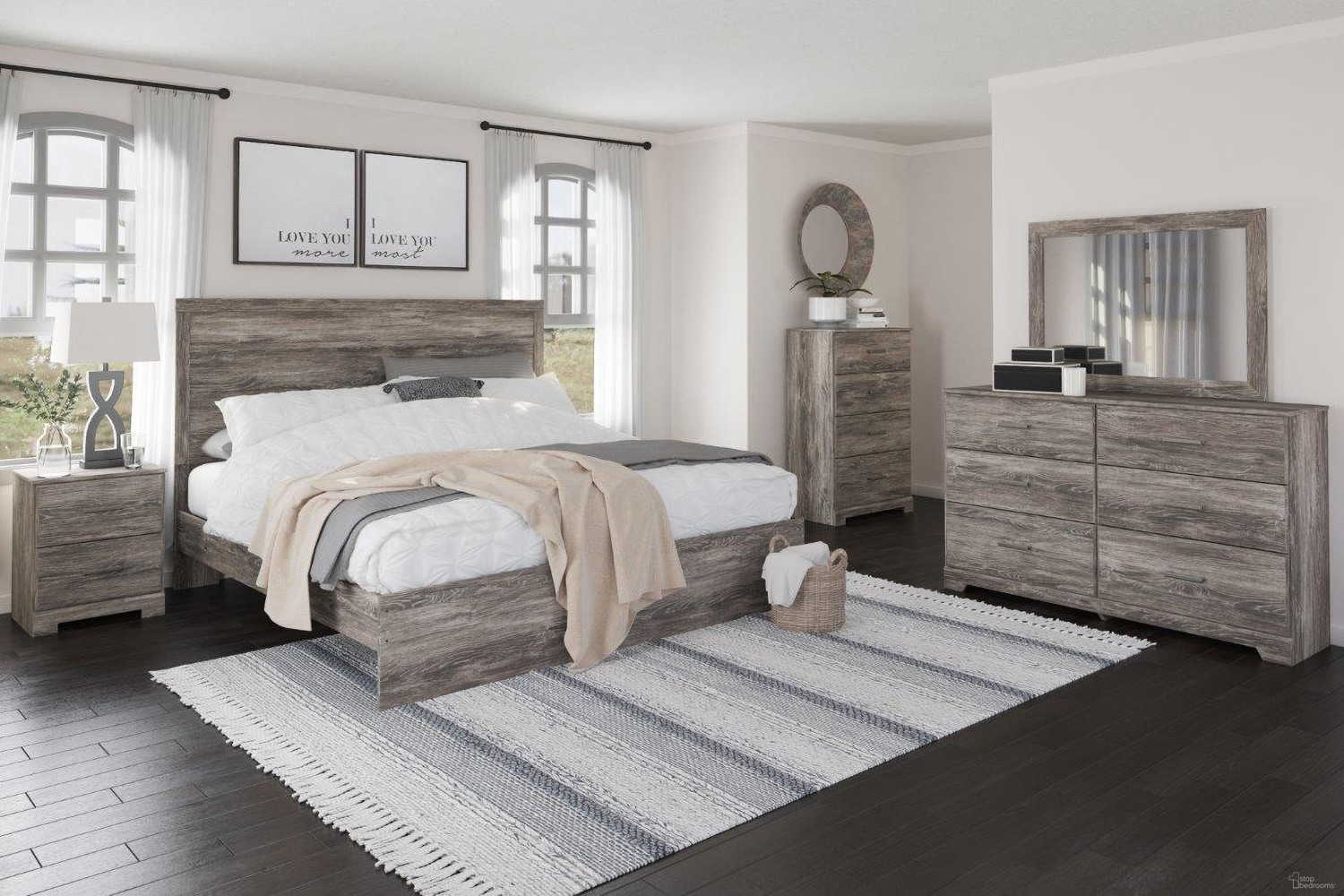 Ralinksi Gray King Panel 5 Piece Bedroom Set