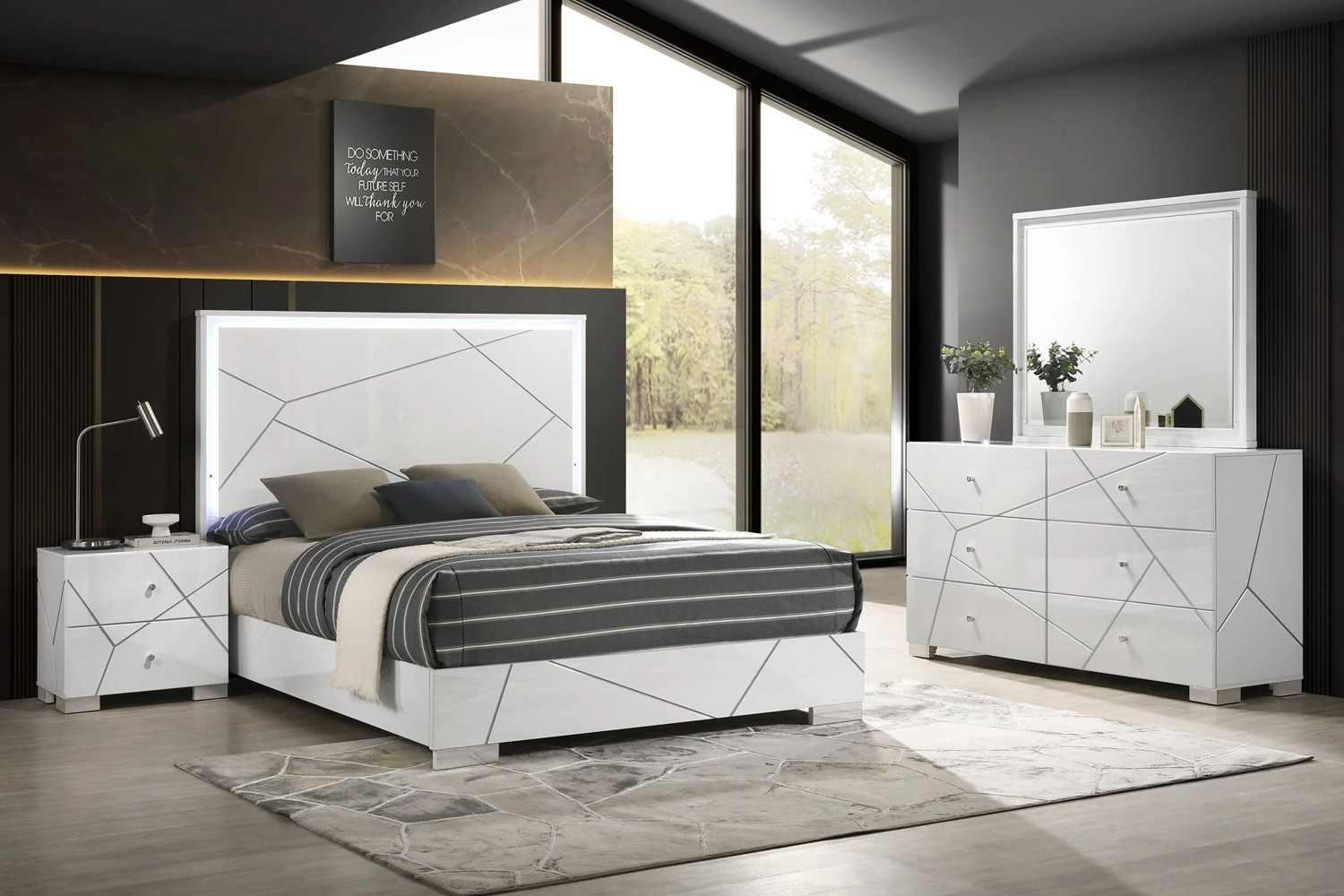 Ayla LED Queen 5 Piece Bedroom Set