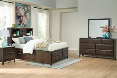 Vanmore Dark Brown Queen Storage 4 Piece Bedroom Set