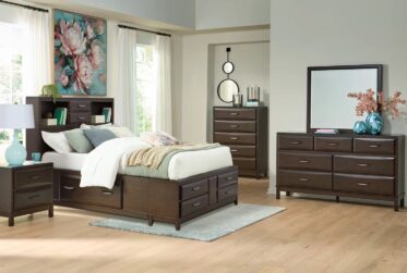 Vanmore Dark Brown Queen Storage 5 Piece Bedroom Set