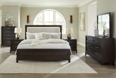 Neymorton King Upholstered LED 5 Piece Bedroom Set