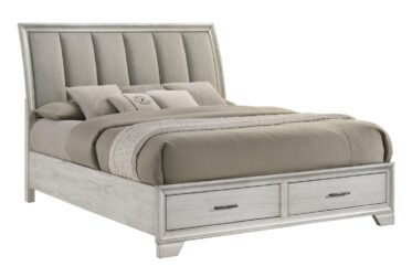 Jaymes White Mist Queen Sleigh Storage Bed