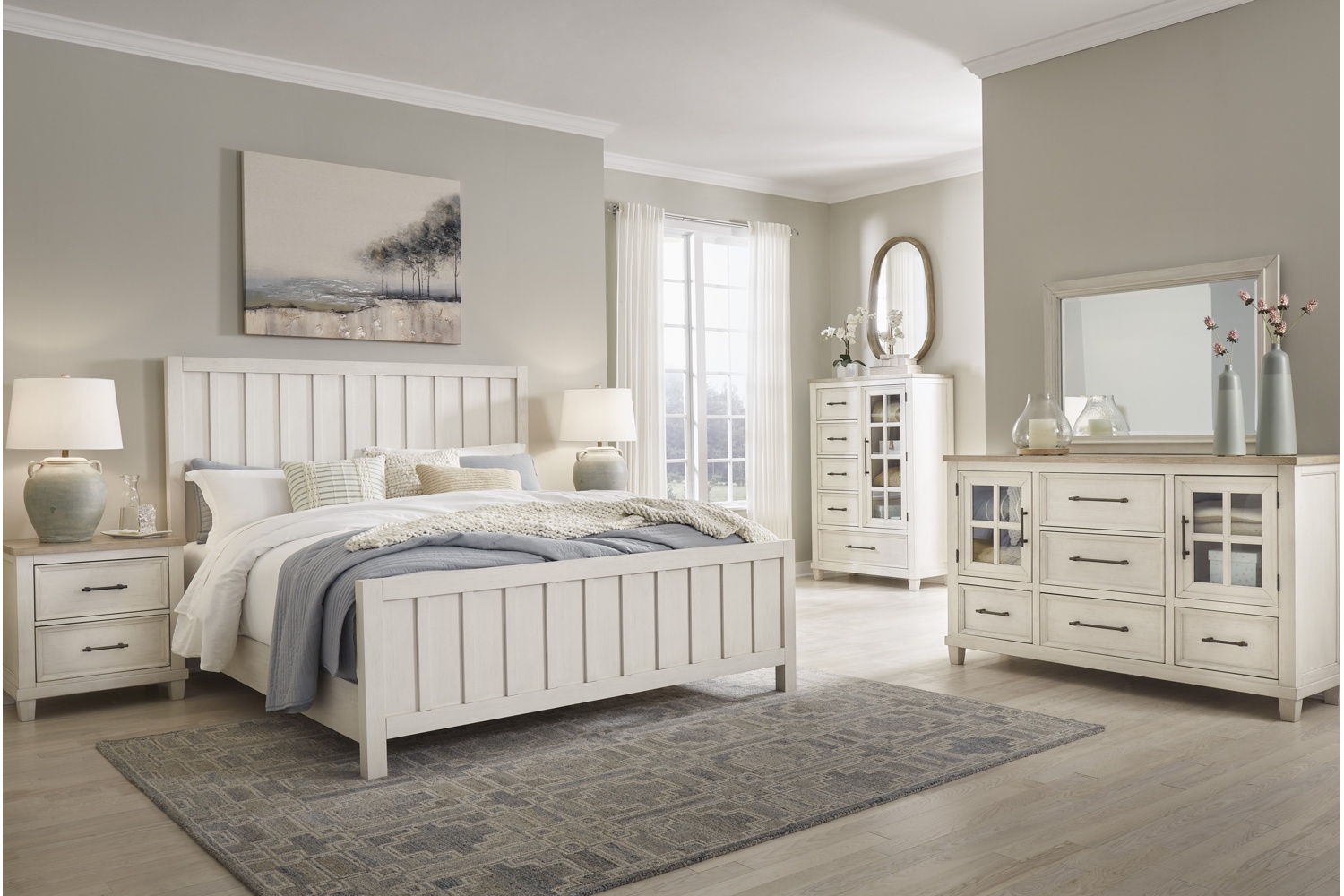 Shaybrock Antique White King 5 Piece Bedroom Set
