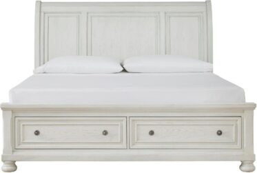 Robbinsdale Antique White Queen Sleigh Bed With Storage
