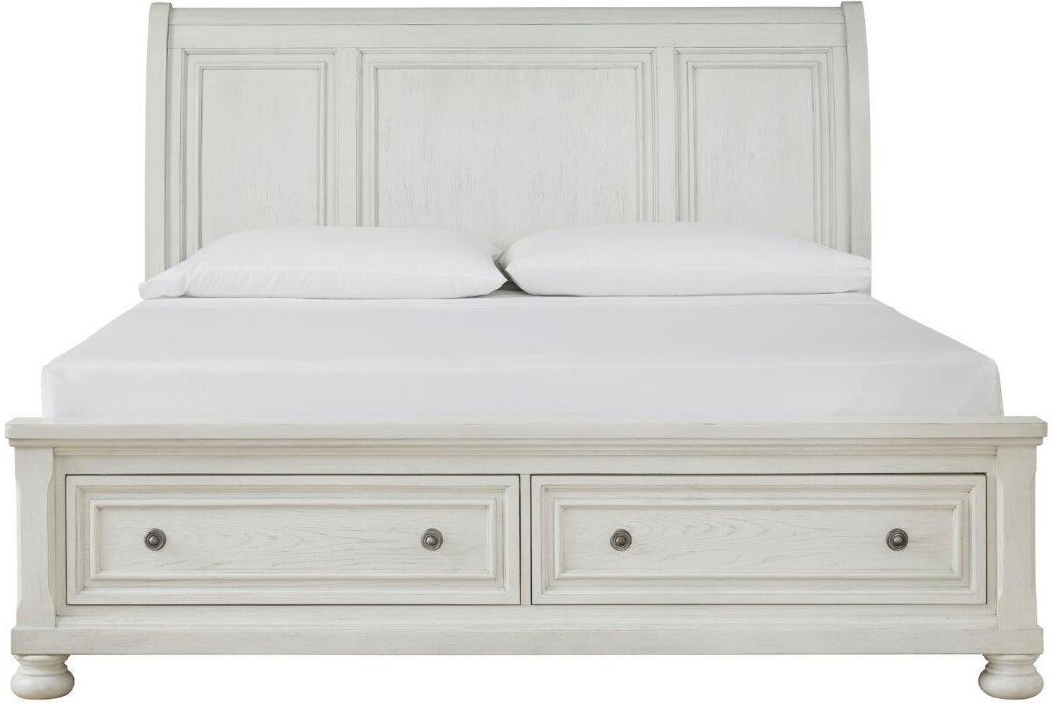 Robbinsdale Antique White Queen Sleigh Bed With Storage