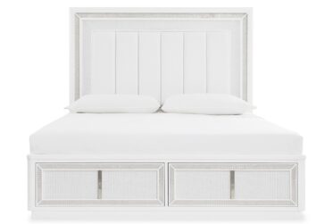Chalanna White Queen Upholstered Storage Bed