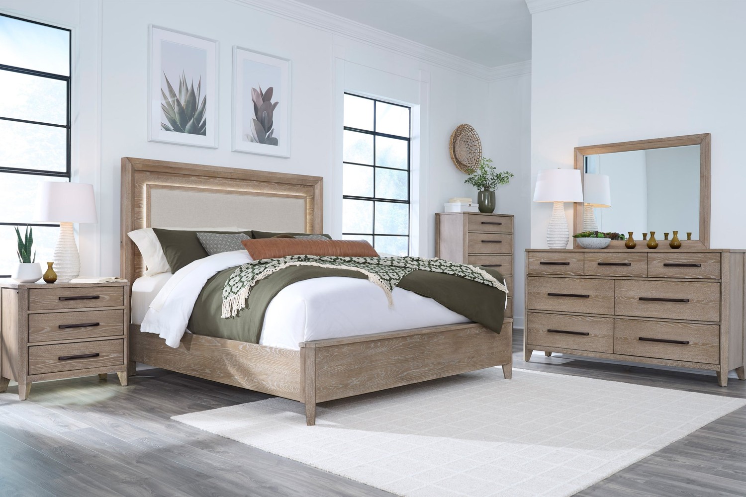 Breckenridge Medium Brown King Platform 5 Piece Bedroom Set