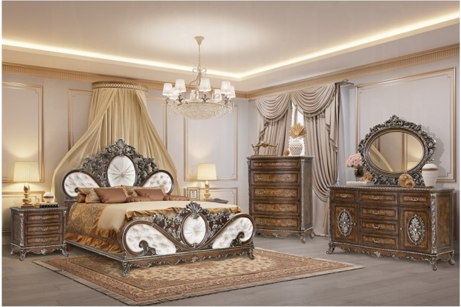 Devany Cherry King 4 Piece Bedroom Set