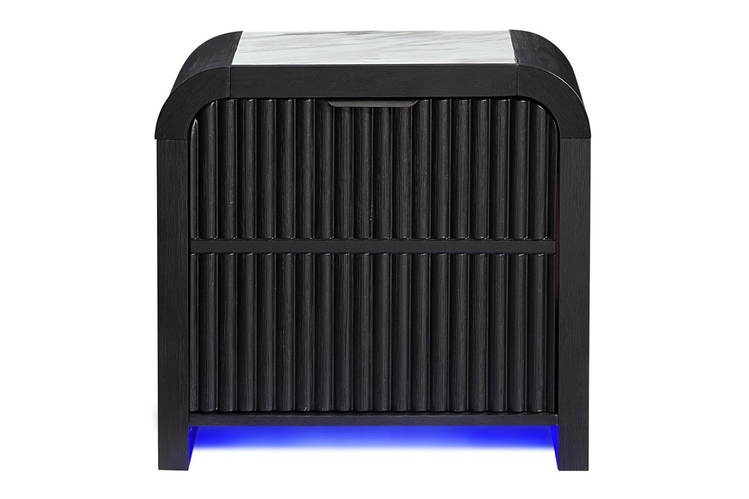 Beckett White/Black Nightstand With LED, Cooler, & Speaker