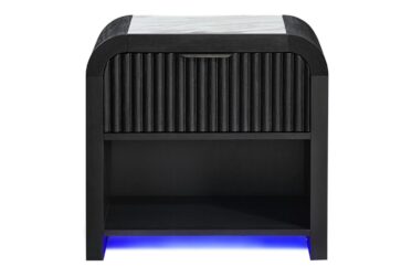 Beckett White/Black 1-Drawer Nightstand With LED & Speaker