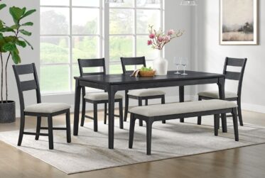 Garcia Black 6 Piece Dining Set With Bench