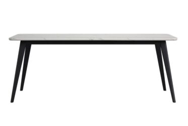 Marlene White Faux Marble Dining Table With Black Base