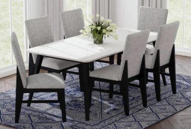 Marlene White Faux Marble 7 Piece Dining Set