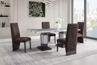 Panda Faux Marble 5 Piece Dining Set