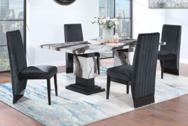 Panda Faux Marble 5 Piece Dining Set