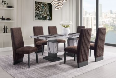 Panda Faux Marble 7 Piece Dining Set