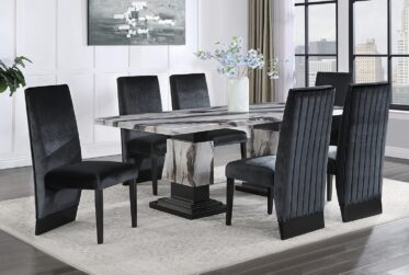 Panda Faux Marble 7 Piece Dining Set