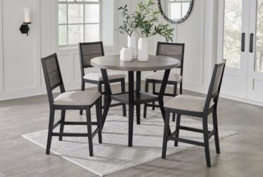 Corloda Black Round Counter Height 5 Piece Dining Set