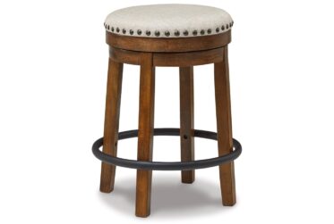 Valebeck Brown Upholstered Counter Height Swivel Stool
