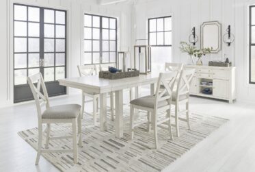 Robbinsdale Antique White 7 Piece Counter Height Extension Dining Set