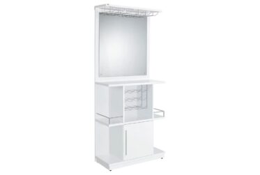 Wendolyn Glossy White Wine Cabinet With LED