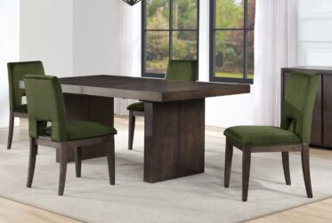 Evan Green Velvet 5 Piece Dining Set