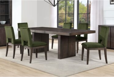Evan Green Velvet 7 Piece Dining Set