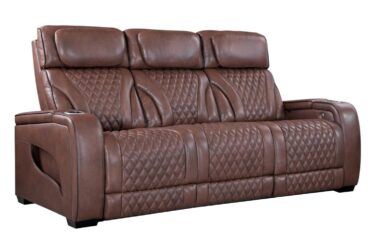 Como Tuscany Cinnamon Leather Power Reclining Sofa