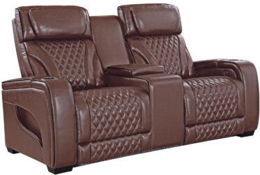 Como Tuscany Cinnamon Leather Power Reclining Loveseat