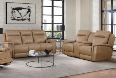 Fischer Saddle Leather Power Reclining 2 Piece Sofa & Loveseat Set By Leather Italia