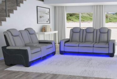 Lantana Rocky Cement Power Reclining 2 Piece Sofa & Loveseat Set