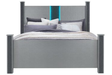 Logan Silver King Bed With LED And Speakers