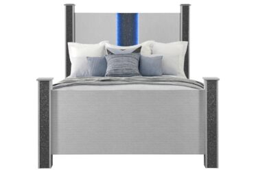 Logan Silver Queen Bed With LED And Speakers